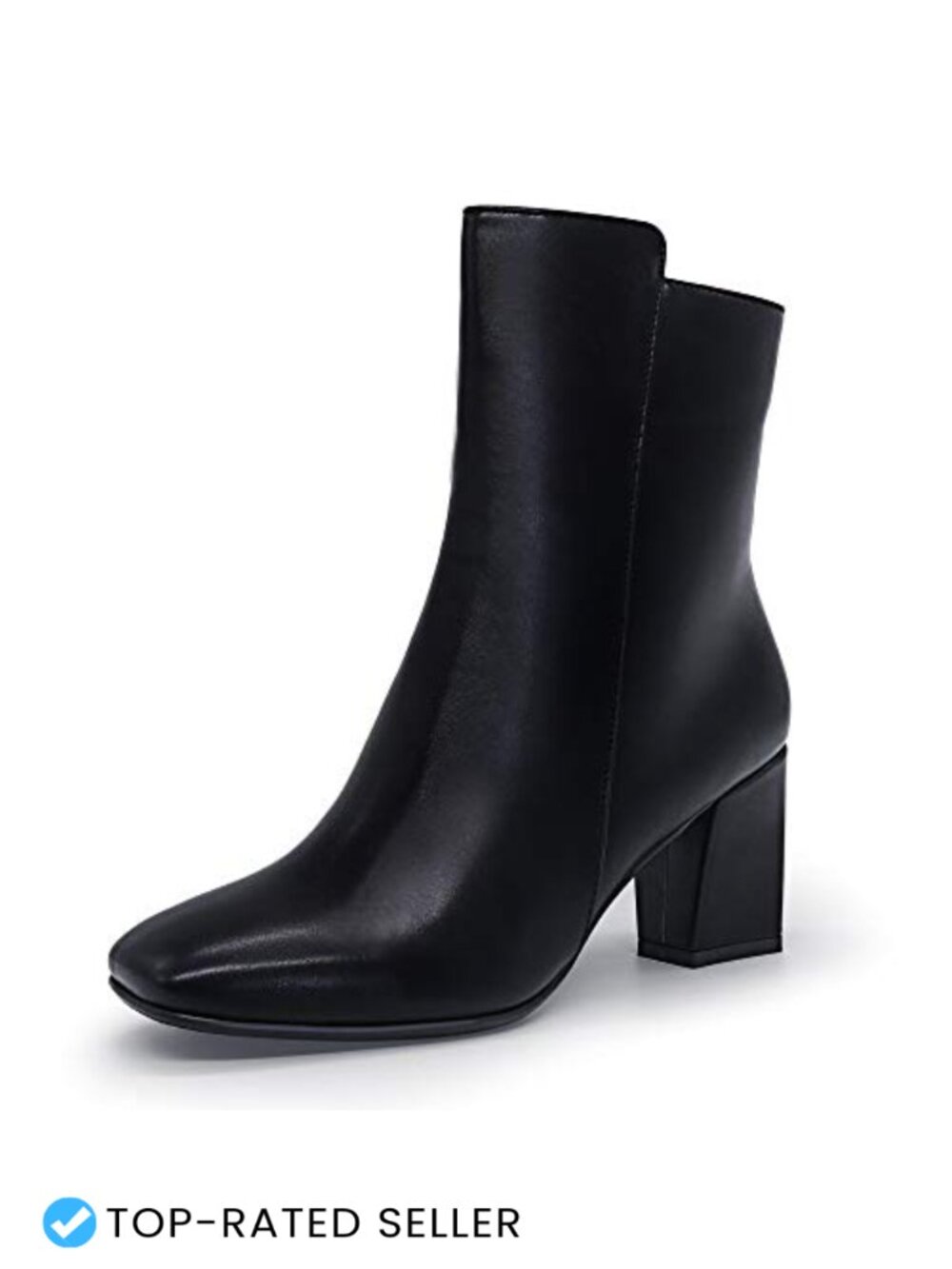 Square Toe Ankle Boots Block Heel Side Zipper Women Bootie